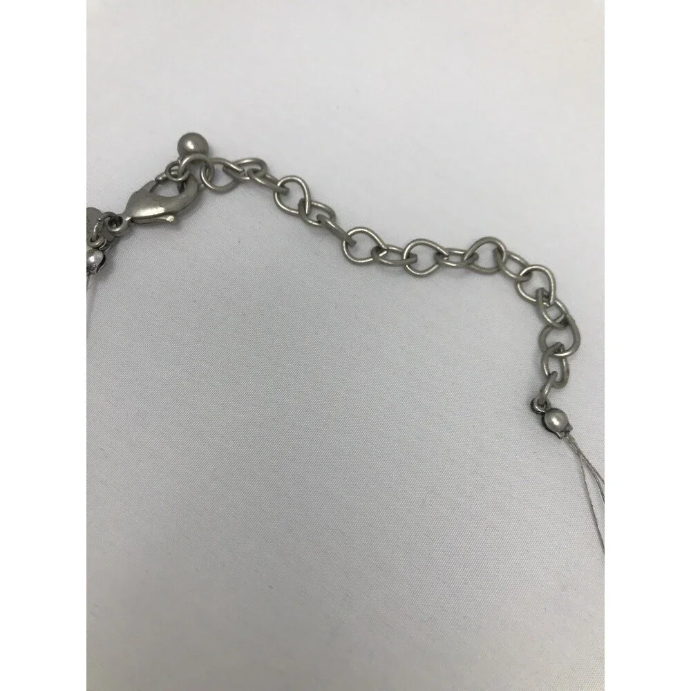 CHICO'S Necklace Greenish Blue Teal Multi Strand Floating Silver Tone